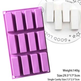 Saippuamuotti silikoni, 12-osainen suorakaide