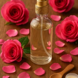 ruusuvesi kosmetiikan raaka-aine rosa damascena flower water