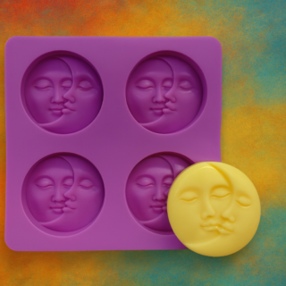 Saippuamuotti, silikoni, Aurinko/kuu-kasvot