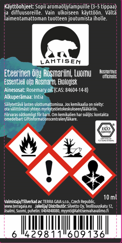 Eteerinen öljy Rosmariini - Rosemary LUOMU - 10 ml - Image 2