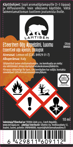 Eteerinen öljy Appelsiini - Orange LUOMU - 10 ml - Image 2