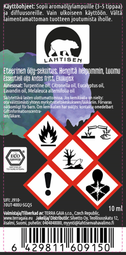 Eteerinen öljy-sekoitus Hengitä helpommin LUOMU - 10 ml - Image 2