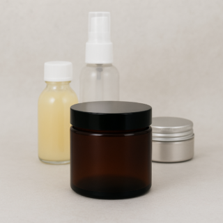 Lasitölkki ruskea 120 ml, musta kansi