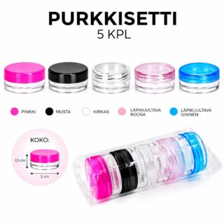 pieni kosmetiikkapurkki setti 5 kpl eri värisillä kansilla