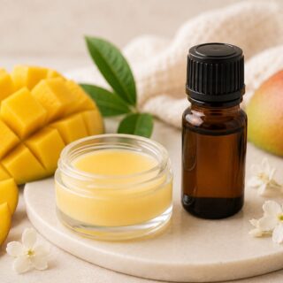 mango huulituoksu pullo ja käyttö huulivoiteessa